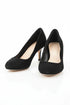 Women Round Toe Kitten Heel Shoes Navy Suede G-20