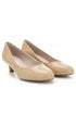 Women Round Toe Kitten Heel Shoes Nude Patent G-20