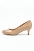 Women Round Toe Kitten Heel Shoes Nude Patent G-20