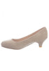 Women Round Toe Kitten Heel Shoes Nude Suede G-20