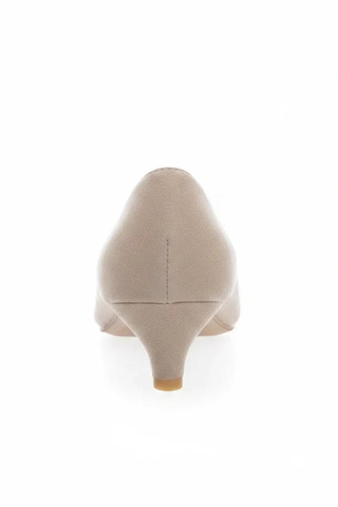 Women Round Toe Kitten Heel Shoes Nude Suede G-20