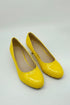 Women Round Toe Kitten Heel Shoes Yellow Patent G-20