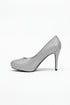 Silver Glitter Round Toe Diamante Stiletto High Heel Court Shoes – 014