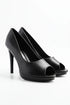 Black Matte Peep Toe High Heel Court Shoes – G-926