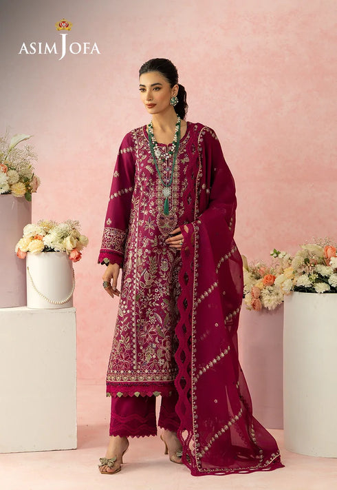 Asim Jofa Embroidered Lawn 3 Pcs Suit AJULW-02