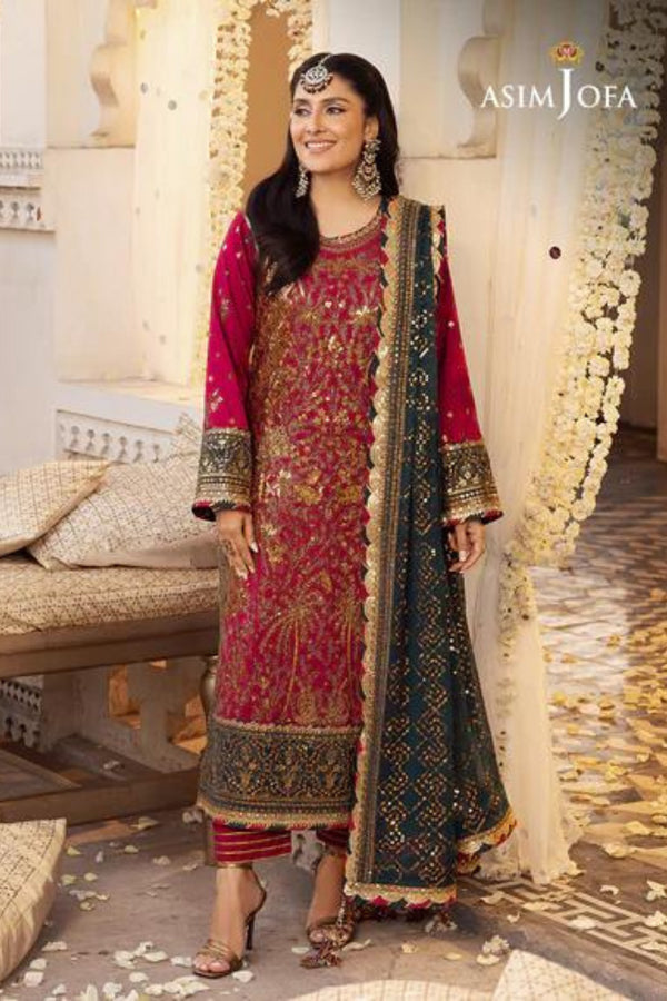 Asim Jofa Embroidered Raw Silk Piece suit AJSH-19