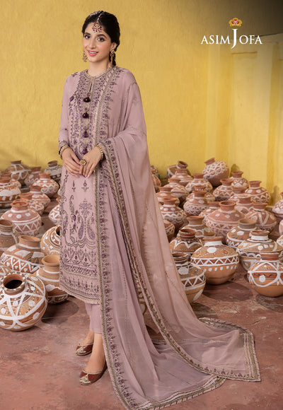 Embroidered Lawn Silk 3 Piece suit AJAB-06