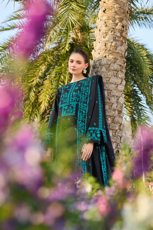 Farasha Embroidered Lawn 3 Piece Suit Moonlit Flora