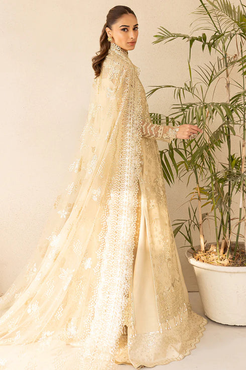 Farasha Embroidered Net Suit Golden Aura