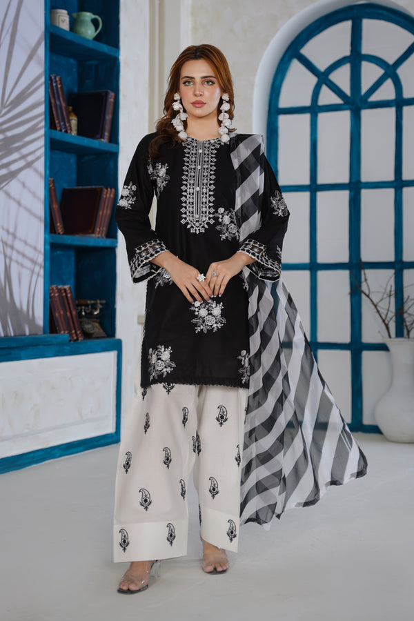 Attire Designer Embroidered Cotton Lawn 3PC Suit AD-20