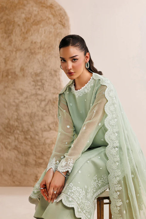 Farasha Embroidered Chiffon Suit Pastel Mint