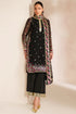 Farasha Embroidered Chiffon Suit Black Cascade