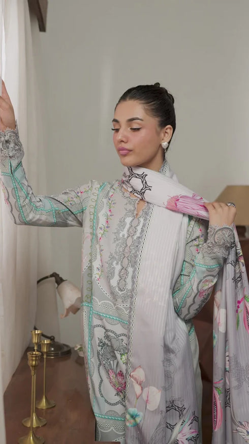 Qalmkar Jacquard Digital Printed Suit QW-08 (A) MARLA