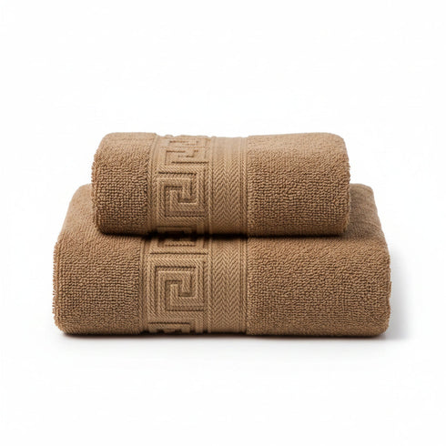 Soft and Premium Egyptian Cotton Towels - 500 GSM Brown, Set of 8