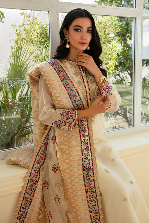 Baroque Embroidered Cotton 3 piece suit UF-390