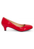 Women Round Toe Kitten Heel Shoes Red Patent G-20 PLUS