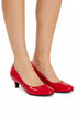 Women Round Toe Kitten Heel Shoes Red Patent G-20 PLUS