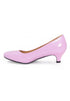 Women Round Toe Kitten Heel Shoes Pink Patent G-20 PLUS