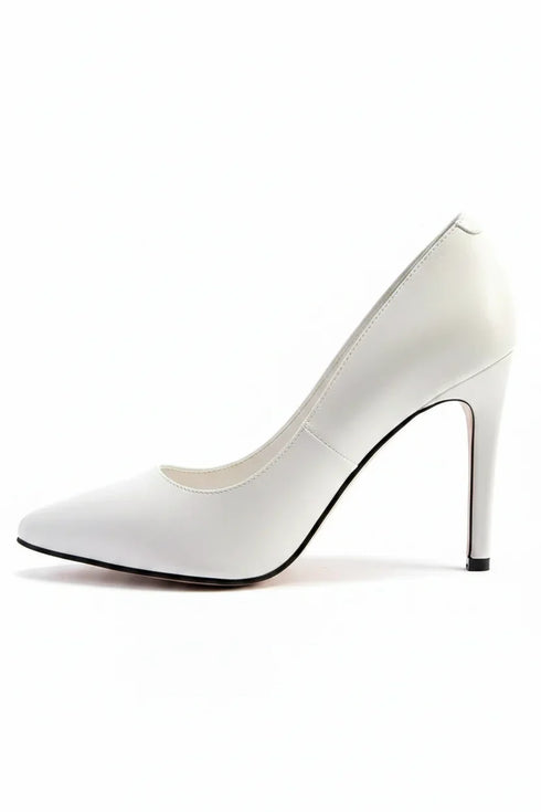White Matte Drag Queen Pointed Toe Court Shoes – G-924