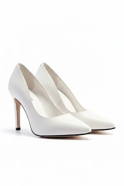 White Matte Drag Queen Pointed Toe Court Shoes – G-924