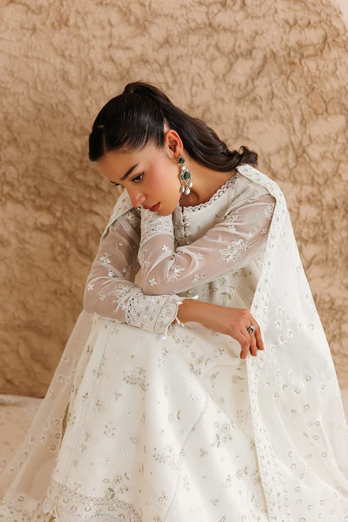 Farasha Embroidered Chiffon Suit Alpine White