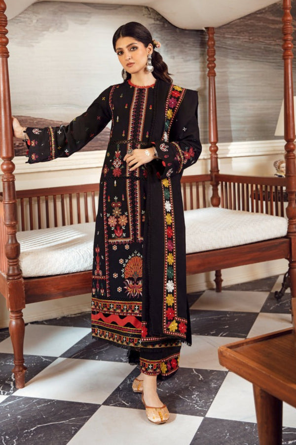 Gisele Embroidered khaddar 3 Piece Suit TRIBAL AZURE