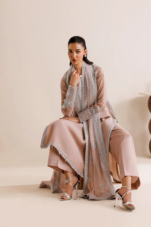Farasha Embroidered Chiffon Suit Warm Lume
