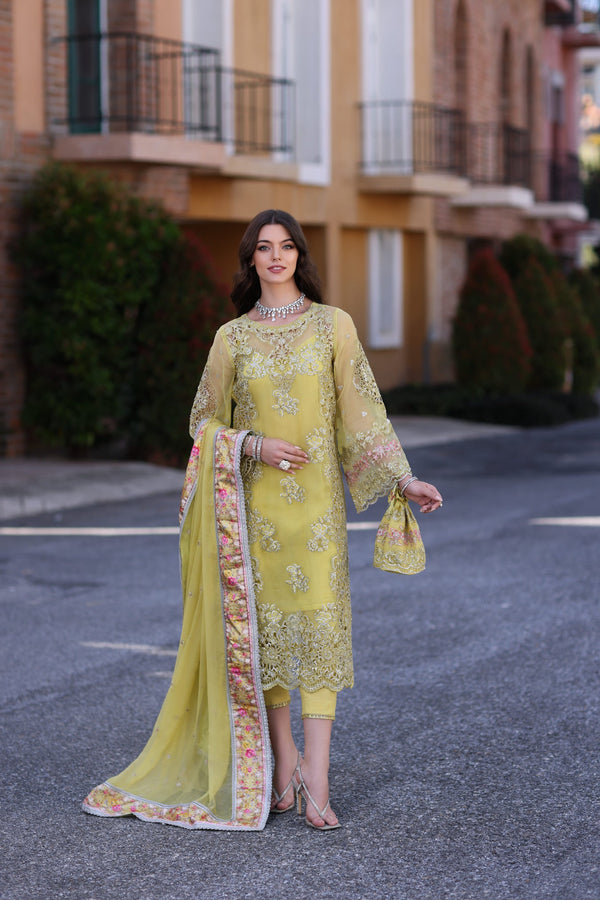 Noor By Sadia Asad Embroidered Silk 3 Piece Suit D4-Minali