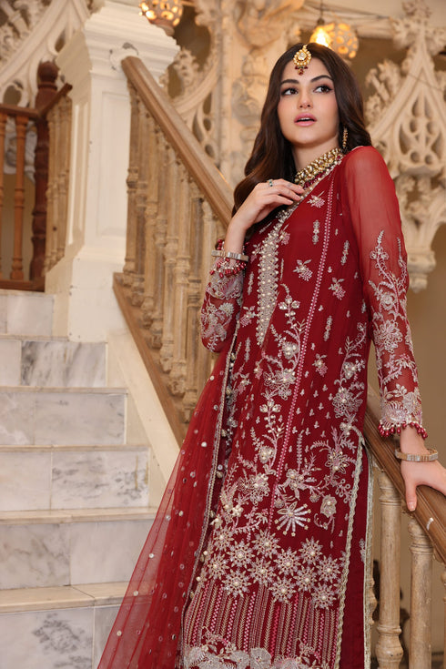 Noor By Sadia Asad Embroidered  Chiffon 3 Piece Suit D2-Haleh
