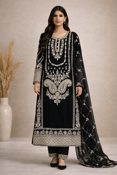 Baba Posh Embroidered Chiffon 3PC Suit BP-15