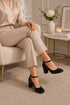 Black Ankle Strap Block Heel Court Shoes– G-1829