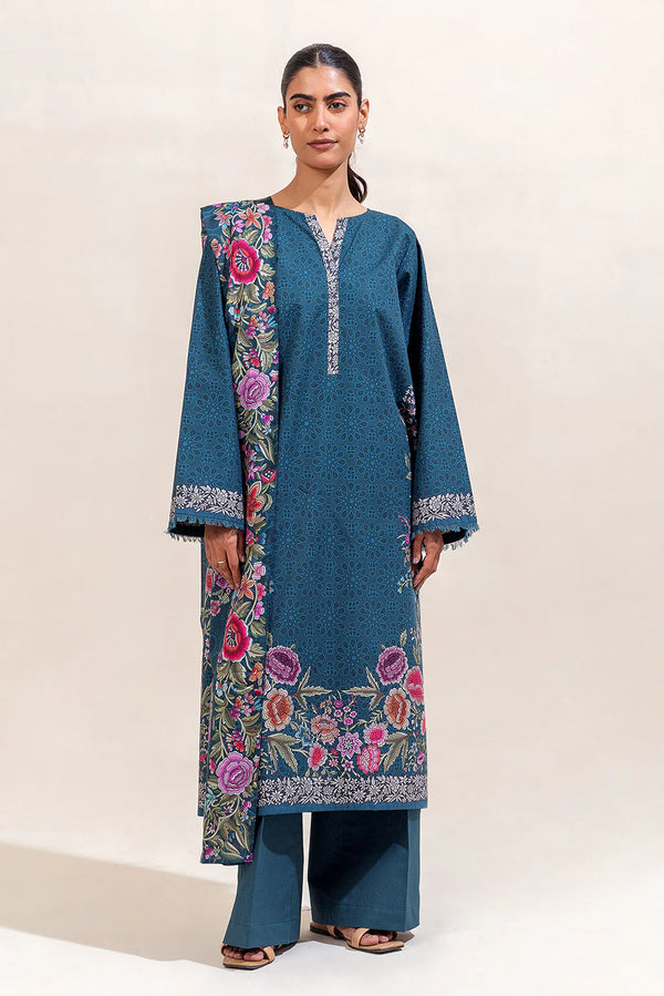 Beechtree Printed Blended Lawn Suit SAPPHIRE BLUE