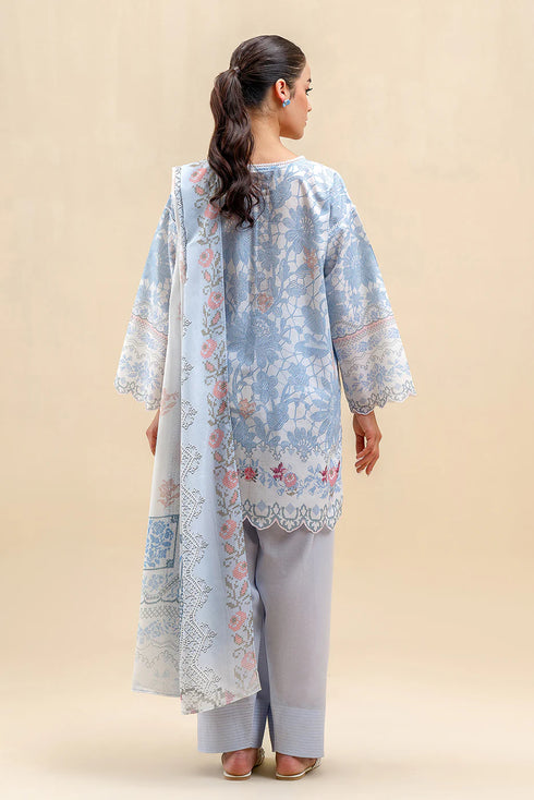Beechtree Printed Blended Lawn Suit CERULEAN FLUORESCENCE BT-11
