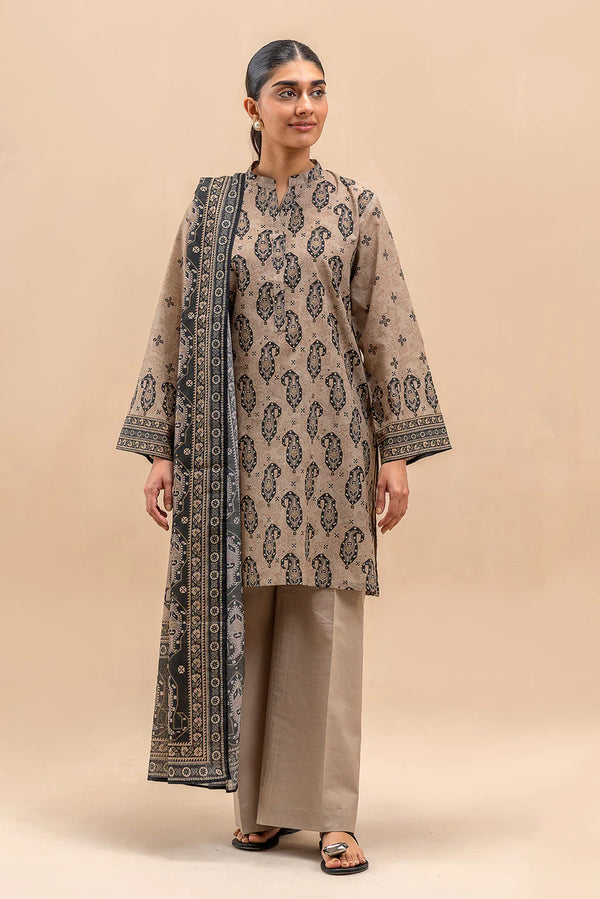 Beechtree Printed Blended Lawn Suit BEIGE VERVE