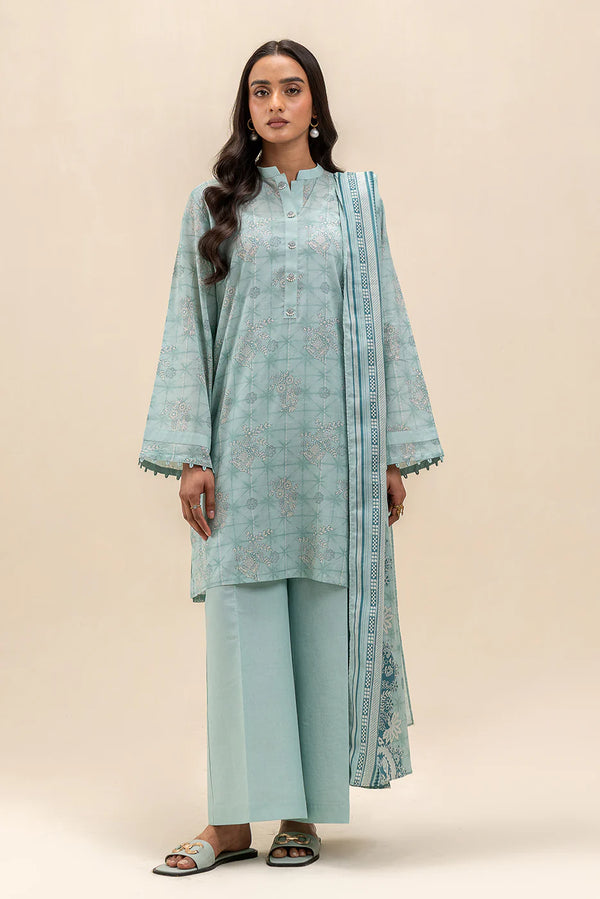 Beechtree Printed Blended Lawn Suit TURQUOISE GRACE