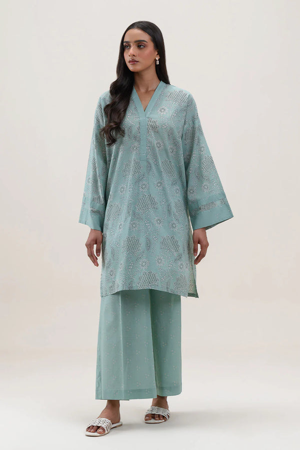Beechtree Printed Blended Lawn Suit SAGE GLEAM