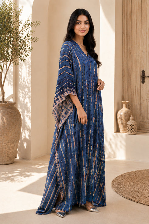Baynetin Women’s Free-Size Kaftan Dress – Long V-Neck Beach Cover-Up and Loungewear