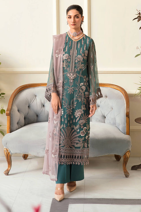 Flossie Embroidered Chiffon 3 Piece suit BRUSH GREEN
