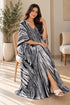 Women’s I-Black White Stripes Plus-Size Kaftan Beach Cover-Up