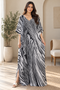 Women’s I-Black White Stripes Plus-Size Kaftan Beach Cover-Up