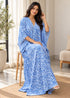 Women’s Blue Leopard-Print Maxi Kaftan Beach Cover-Up – Relaxed Fit