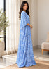 Women’s Blue Leopard-Print Maxi Kaftan Beach Cover-Up – Relaxed Fit