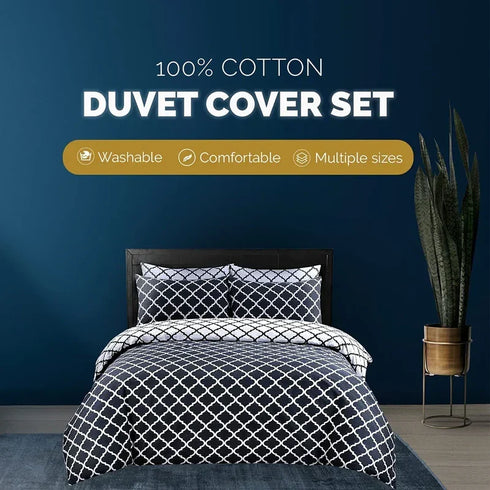 Spades Printed Black Duvet Cover Set - 100% Cotton for a Stylish Bed