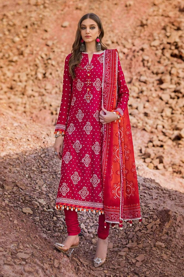 Gul Ahmed 3PC Embroidered Printed Lawn Unstitched Suit CL-42006