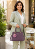 RAINSMORE Purple Handbag for Women – PU Leather Top Handle and Crossbody Bag with Detachable Charm