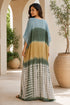 Blue-Gray Women’s Printed Cotton Kaftan Maxi Dress – Loose Beach and Swimwear Cover-Up