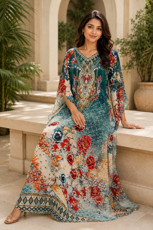 Multicolor Women’s Printed Cotton Kaftan Maxi Dress – Loose Beach and Swimwear Cover-Up (Copy)