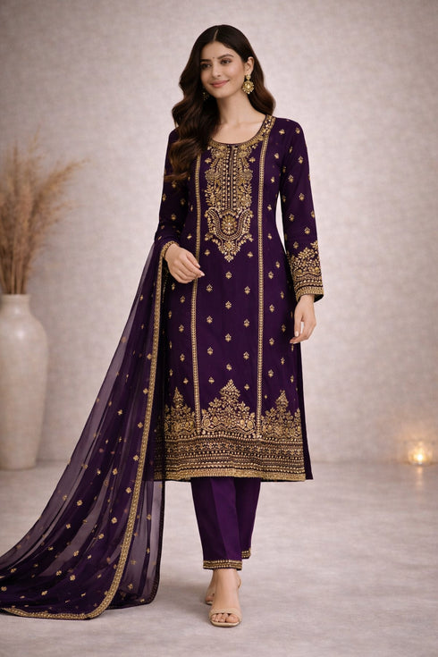 Baba Posh Embroidered Chiffon 3PC Suit BP-14