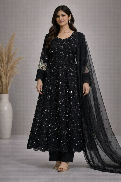 Baba Posh Embroidered Chiffon Maxi Suit with Sequins & Stone Work BP-19