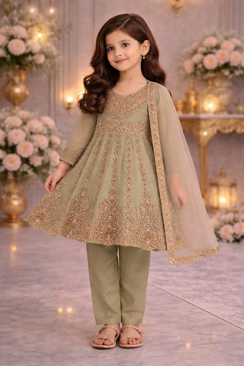 Baba Posh Girls Embroidered chiffon 3PC Suit BPG-04